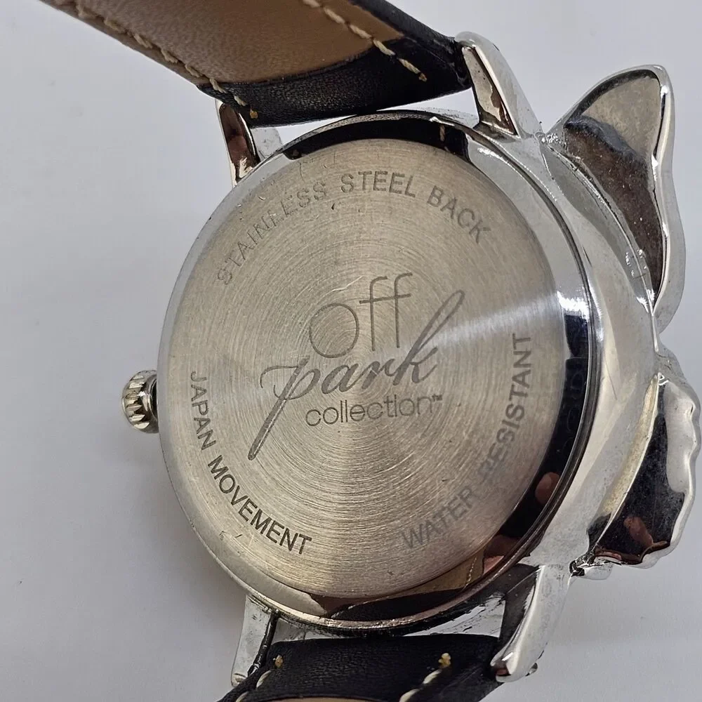 Off Park‎ Women's Watch Crystal Bling Butterfly New Black Leather Bands Battery